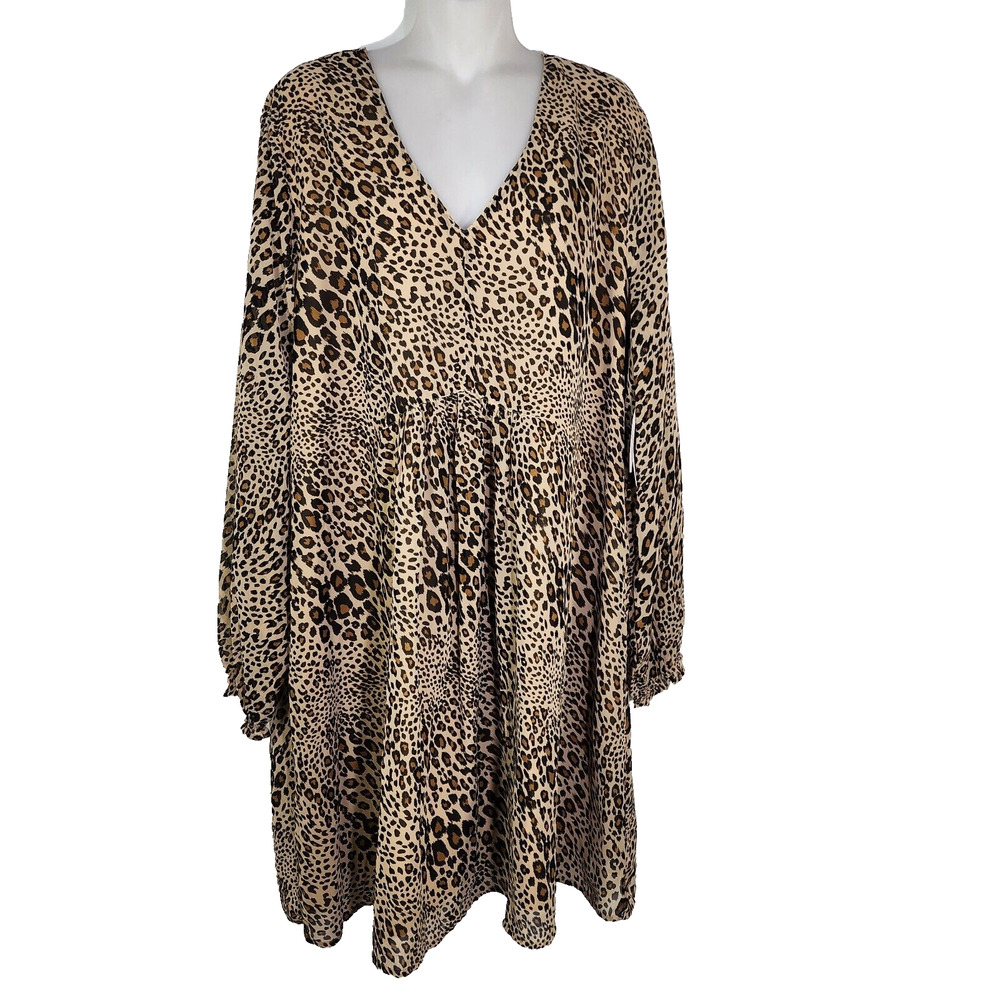 Time and Tru Dress XL 16-18 Peasant Floral V Neck Long Sleeve Lined Babydoll
